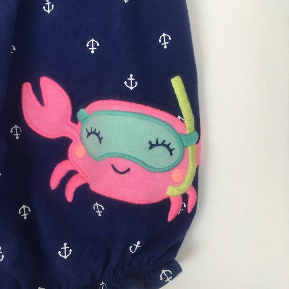 Carters 24 M Girls Crab & Anchor Romper One Piece - Picture 3 of 6